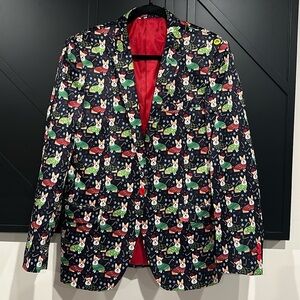 Suslo Couture Slim Fit Corgi Christmas Blazer